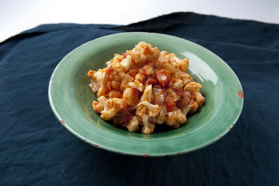 Bloemkoolroosjes in tomatensaus