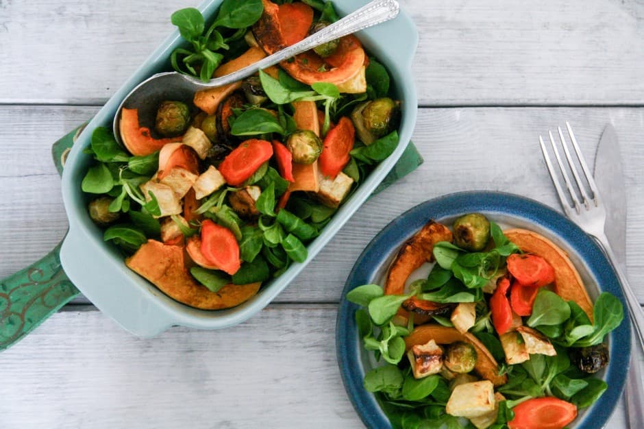 Salade van geroosterde wintergroenten